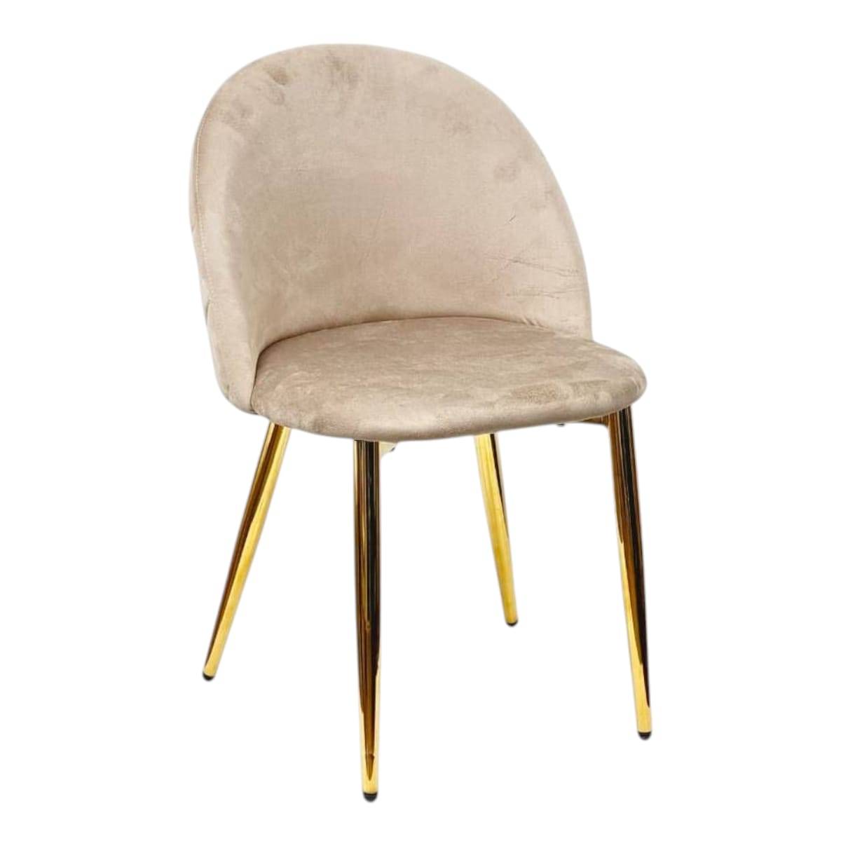 Sedia in velluto modello Velvet gambe Oro col. Tortora