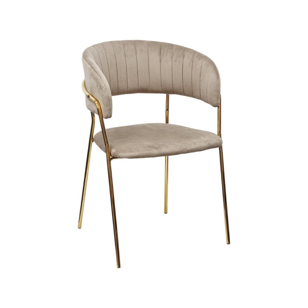 Sedia in velluto modello New Velvet gambe Oro col. Tortora